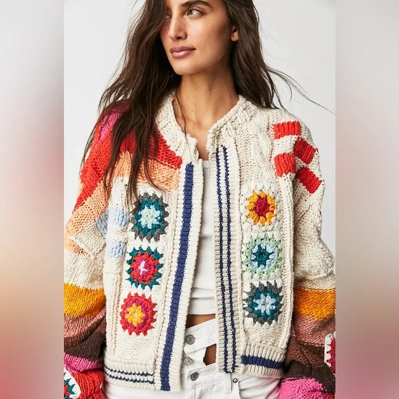 Free People Large Clear Skies Cardi oversized may fit plus size - Picture 4 of 12